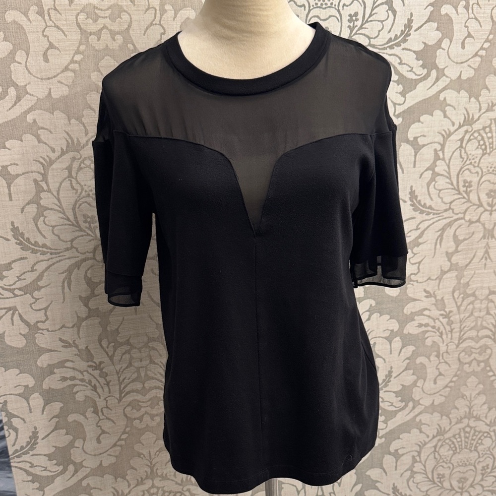 Robert Rodriguez Black Sheer Accent Blouse